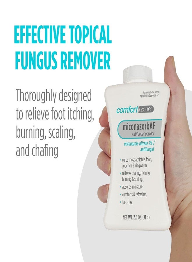 Comfort Zone Miconazorb Antifungal Powder, Talc-Free, Miconazole Nitrate 2%, For Treatment Of Athlete's Foot, Jock Itch And Ringworm, 2.5oz (71g) (3 Pack) - Image 2